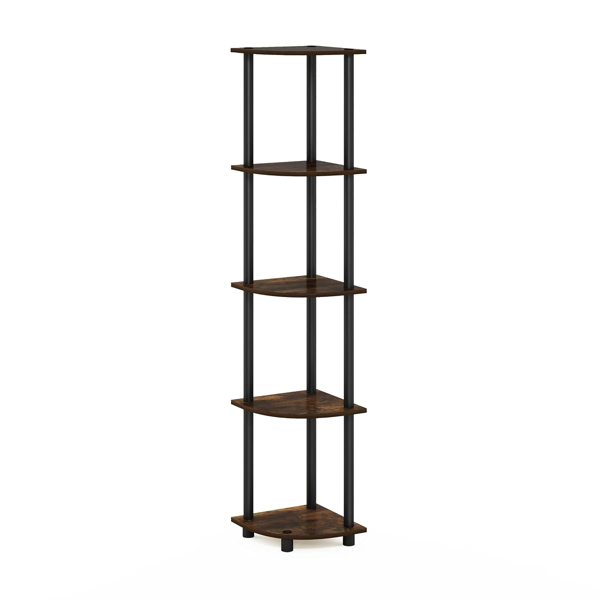 TURN-N-TUBE Corner Shelf, 5-Tier Corner Bookshelf, Open Storage Shelves, for Organization and Storage, Living Room, Home Office, Garage, Bedroom, Amber Pine
