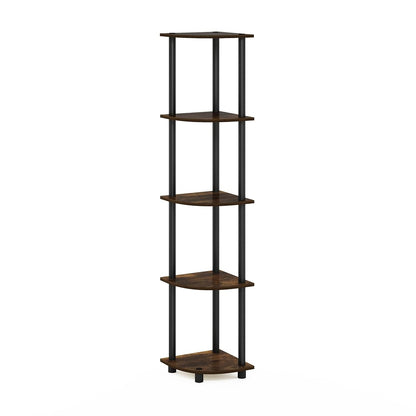 TURN-N-TUBE Corner Shelf, 5-Tier Corner Bookshelf, Open Storage Shelves, for Organization and Storage, Living Room, Home Office, Garage, Bedroom, Amber Pine