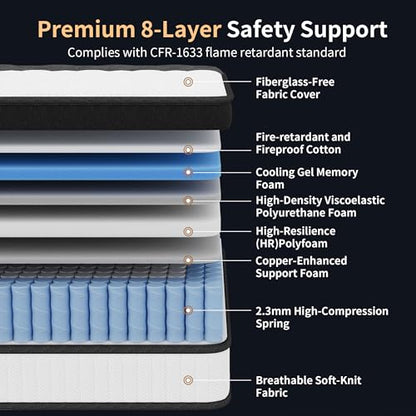 12 Inch Hybrid Mattress King Size, view 3