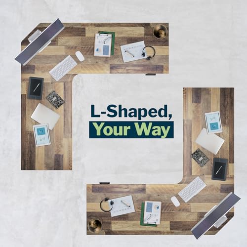 Vari ComfortEdge L-Shape Standing Desk, 80x80, Reclaimed Wood/Slate, view 5