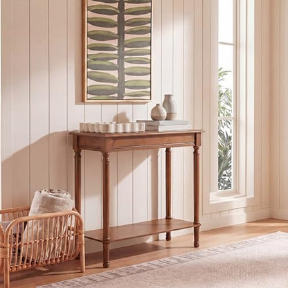 SAFAVIEH Furniture - Tinsley Rectangle Console Table - Brown - Solid Wood - Farmhouse Turned-Leg Design - Ideal for Entryway, Living Room, Hallway, 28"W x 11.75"D x 28"H (CNS5724C)