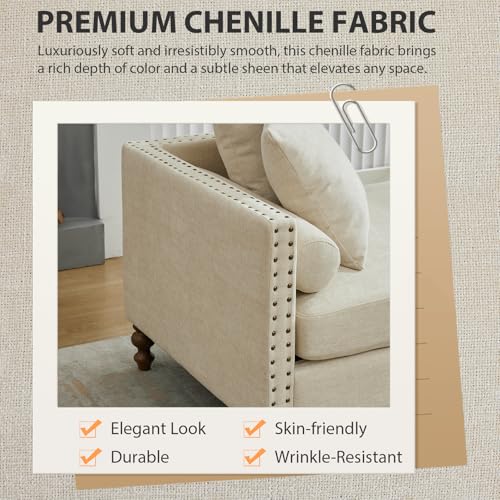 75.2" Oversized Chaise Lounge, Chenille End of Bed Bench with Tufted Arms, view 6