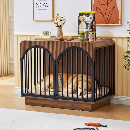 39.3" Fluted Wooden Dog Crate Furniture, view 6
