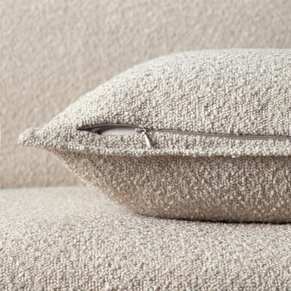 18x18 Pillow Covers Set of 2 Decorative Throw Pillow Covers Case for Couch Sofa Bed Soft Boucle Textured Cushion Covers with Hidden Zipper for Home Decor Living Room,Beige