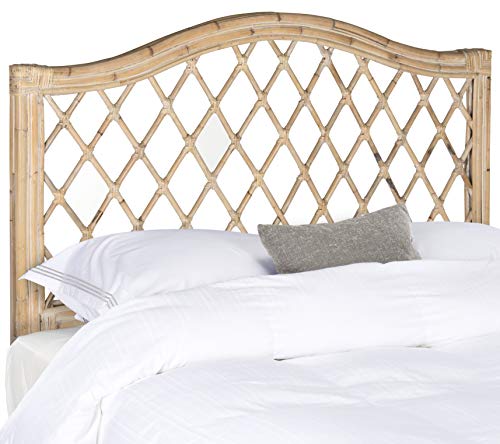 SAFAVIEH Furniture - Gabrielle Rattan Queen Headboard - White-Washed - Rattan - Coastal Woven Design - Ideal for Bedroom (SEA8031C-Q)
