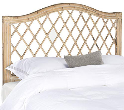 SAFAVIEH Furniture - Gabrielle Rattan Queen Headboard - White-Washed - Rattan - Coastal Woven Design - Ideal for Bedroom (SEA8031C-Q)