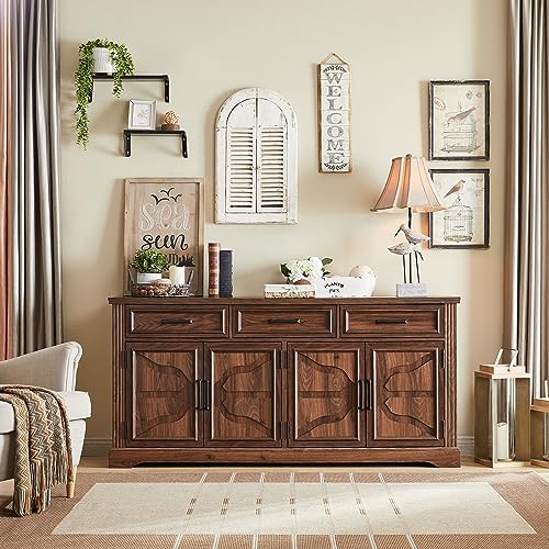 66" Farmhouse Buffet Cabinet with Storage, Sideboard Credenza, view 4