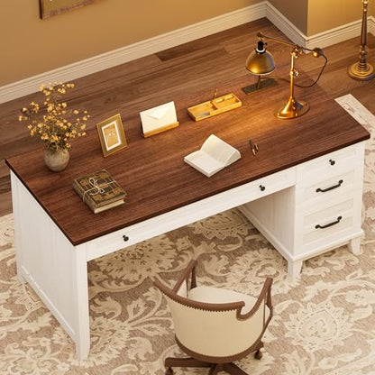 53.5" Executive Desk with Power Outlet, Home Office Desk with Drawers, view 7
