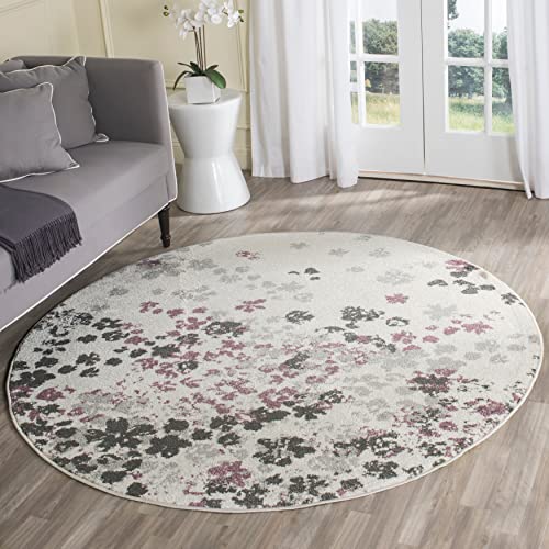 SAFAVIEH Adirondack Collection Area Rug - 9' x 12', Light Grey & Purple, Floral Design, Non-Shedding & Easy Care, Ideal for High Traffic Areas in Living Room, Bedroom (ADR115M)