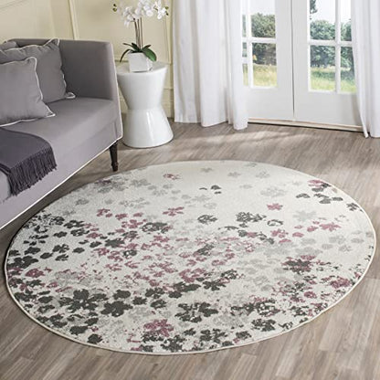SAFAVIEH Adirondack Collection Area Rug - 9' x 12', Light Grey & Purple, Floral Design, Non-Shedding & Easy Care, Ideal for High Traffic Areas in Living Room, Bedroom (ADR115M)