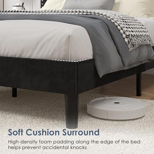 Modern Black Platform Bed with Adjustable Headboard, view 7