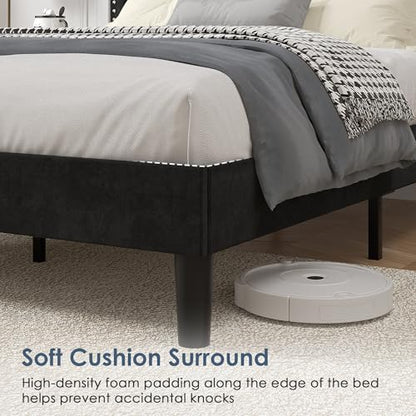 Modern Black Platform Bed with Adjustable Headboard, view 7
