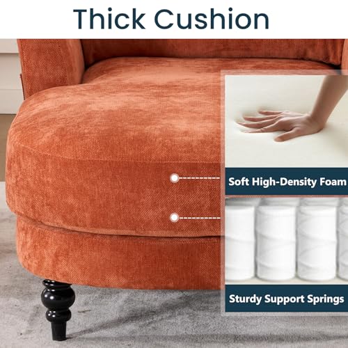 Chaise Lounge Chair Indoor, 59.8" Oversized Reading Chair, Orange, view 8