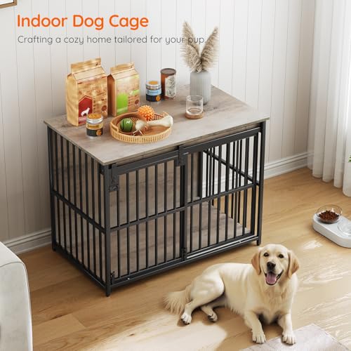 Dog Crate Furniture, 36.6" Heavy Duty Dog Kennel with Sliding Barn Door, view 5