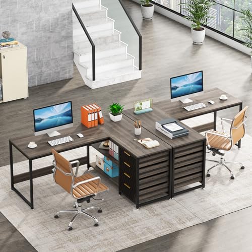 Tribesigns L Shaped Computer Desk with Storage Drawers, view 5