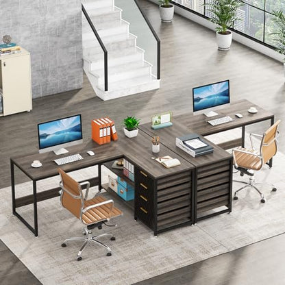 Tribesigns L Shaped Computer Desk with Storage Drawers, view 5