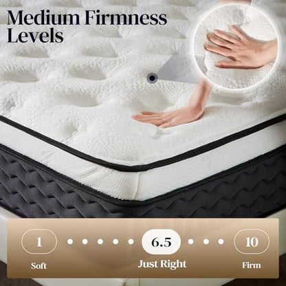 Queen Mattress 12 Inch, Medium Firm Hybrid Queen Size Mattress in a Box, view 3