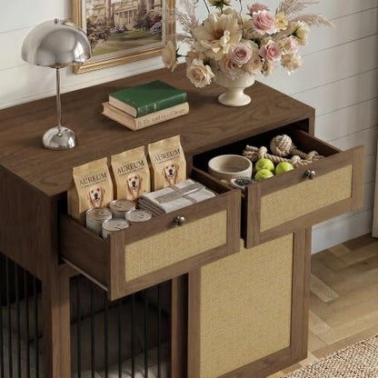 Wooden Dog Crate Furniture, Left Unit, 40 Inch, Daek Oak, view 3
