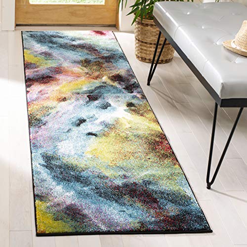 SAFAVIEH Galaxy Collection Runner Rug - 2'3" x 12', Multi, Vibrant Abstract Design, Non-Shedding & Easy Care, Ideal for High Traffic Areas in Living Room, Bedroom (GAL110A)