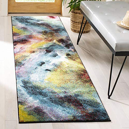 SAFAVIEH Galaxy Collection Runner Rug - 2'3" x 12', Multi, Vibrant Abstract Design, Non-Shedding & Easy Care, Ideal for High Traffic Areas in Living Room, Bedroom (GAL110A)