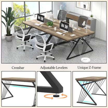 Computer Desk, Modern Home Office Desk, Industrial Wood and Metal Study Writing Work PC Table for Bedroom Living Room, Rustic Oak, 47 Inch