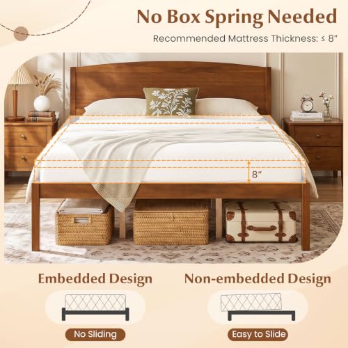Queen Wooden Bed with Curved Headboard, view 8