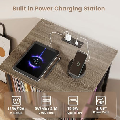 Record Player Stand with Charging Station, view 6