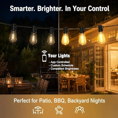 50ft-LED-Lights-Outdoor-Waterproof-String Lights-Patio-Outside-Porch-Backyard-Garden-Gazebo-Yard-Deck-Balcony-Party-Camping-House-Hanging-Lighting-Bulb-Remote-Bluetooth-Hanging-Edison-ST38