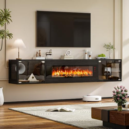 70 Inch Floating Fireplace TV Stand, TV Stand with 36" Fireplace, view 3