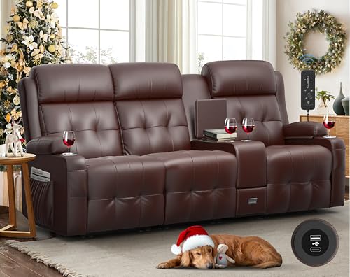 Recliner Sofa, Massage Reclining Sofa 3 Seater Sets Heavy Weight Capacity, RV Loveseat Couch Clearance with Console, USB, Type C Port, Storage, Cup Holders, Wall Hugger Chair for Living Room