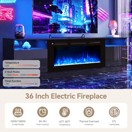 MXV 70" Fireplace TV Stand for TVs Up to 80", view 4