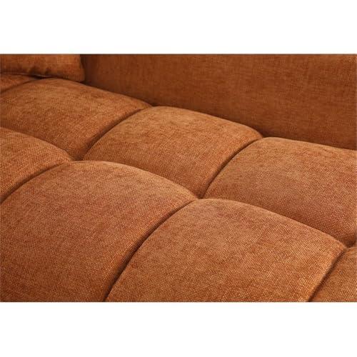 Oversized Fluffy Sofa Chaise Set 2 Pieces Sectional Sofa Chenille Couch with Deep Seat for Living Room (Caramel, Right-Hand Facing)