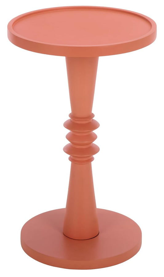 SAFAVIEH Furniture - Omid Accent Table - Pink - Solid Wood Pedestal Side Table - Round Tray Top Modern Design - Fully Assembled - Ideal for Living Room, Bedroom, 14" W x 14" D x 22" H (ACC3268A)