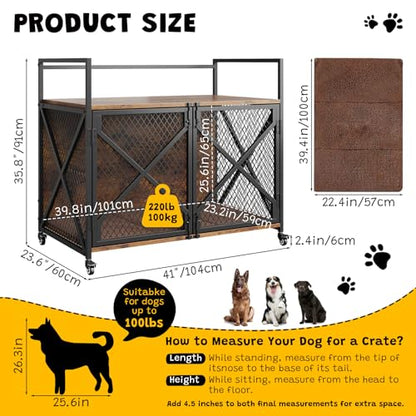 41 Inch Dog Crate Furniture with Cushion, Indoor Dog Kennels, view 3