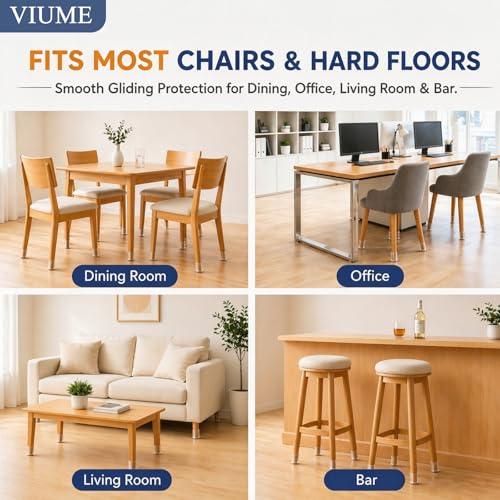 24 Pcs Chair Leg Floor Protectors for Hardwood Floors Silicone Covers Felt Pads Furniture Leg Caps Anti-Scratch Reduce Noise Fit (1-5/16" to 2")
