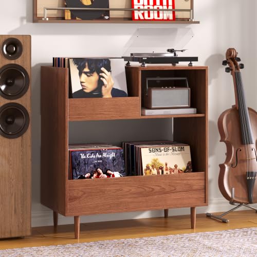 Mid Century Modern Record Player Stand，2-Tier Vinyl Record Storage, view 2