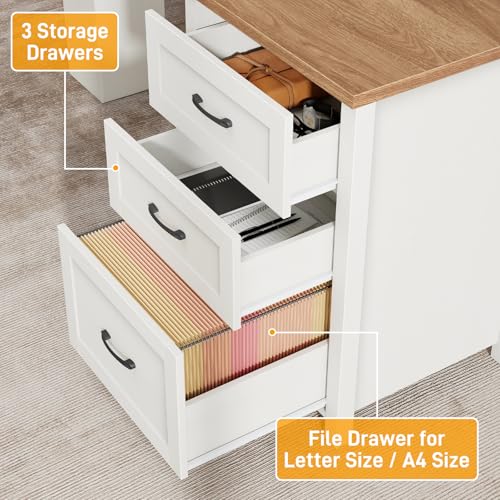 Farmhouse 68" H L-Shaped Desk with Hutch,Unique White, view 6