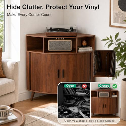 Corner Record Player Stand with Charging Station, view 5