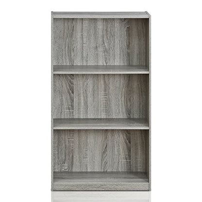Furinno Basic 3-Tier Bookcase Storage Shelves and End Table Set, French Oak Grey