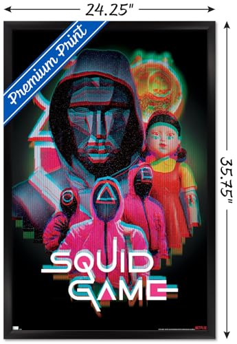 Netflix Squid Game: Season 2 - Group Glitch Wall Poster, 34L" x 22.4W", Black Framed Version