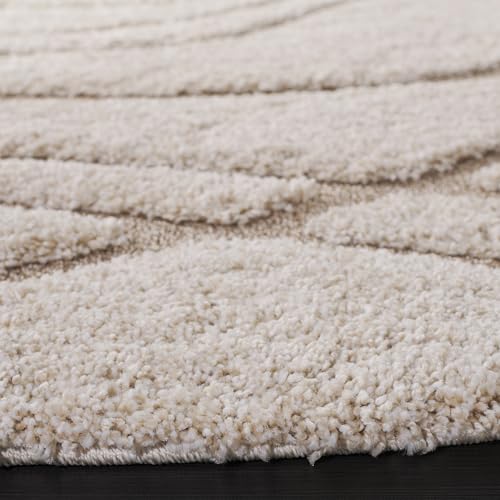 SAFAVIEH Florida Shag Collection Area Rug - 8'6" x 12', Cream & Beige, Non-Shedding & Easy Care, 1.2-inch Thick Ideal for High Traffic Areas in Living Room, Bedroom (SG471-1113)