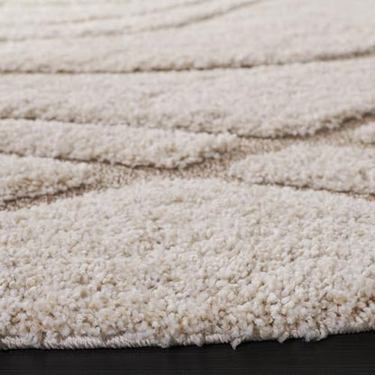 SAFAVIEH Florida Shag Collection Area Rug - 8'6" x 12', Cream & Beige, Non-Shedding & Easy Care, 1.2-inch Thick Ideal for High Traffic Areas in Living Room, Bedroom (SG471-1113)