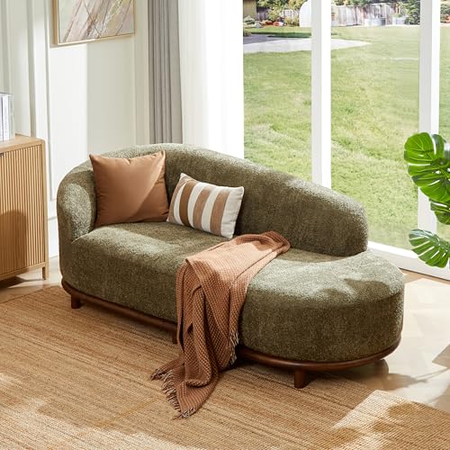 Bouclé Chaise Lounge Sofa Mid Century Modern Upholstered Chaise Lounge with, view 2