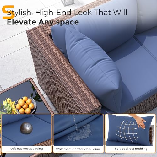 Patio Furniture Set with Fire Pit Table, 8-Piece Wicker Patio Set, view 5