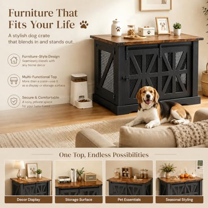 40" Farmhouse Dog Crate Furniture for Medium Dogs Up to 45 lb, view 5