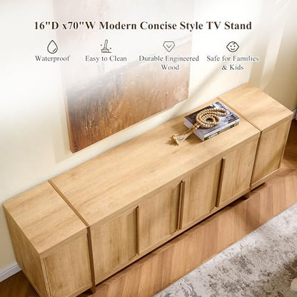 Modern 70" TV Stand Media Console for 80" TVs,Large Concealed Storage, view 5
