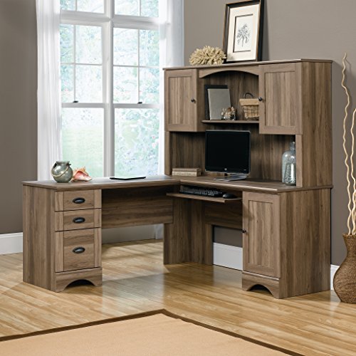 Harbor View Computer Desk, 66.14"D x 66.14"W x 30.28"H, Salt Oak finish