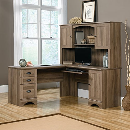 Harbor View Computer Desk, 66.14"D x 66.14"W x 30.28"H, Salt Oak finish