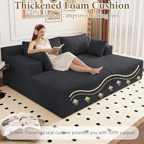 Modern Boneless Cloud Couch in Dark Grey, view 7