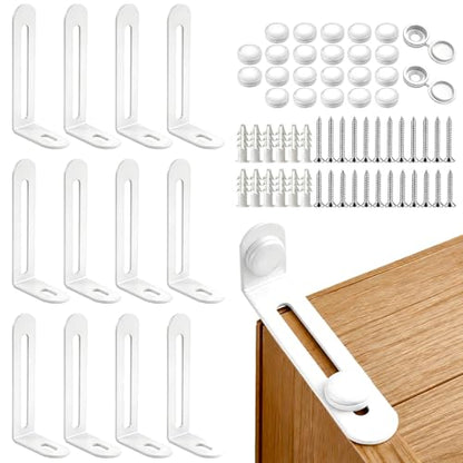 12 Pack Furniture Anchors for Baby Proofing, Anti Tip Furniture Anchors Kit(450lb), Furniture Wall Anchor for Dresser, Cabinet & Bookcase, Earthquake, Baby & Pet Safety in Nursery, Living Room (White)